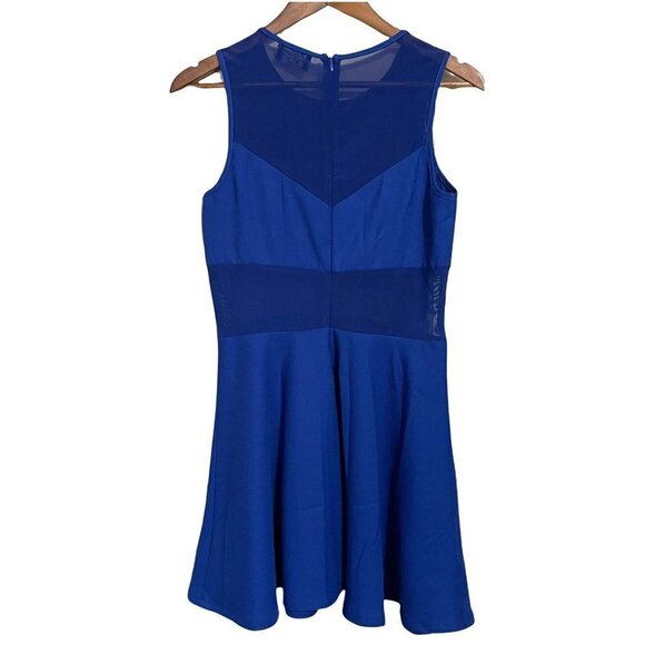 ASTR Women's Royal Blue Mesh Inset Embroidered Fit & Flare Mini Dress Medium - Picture 11 of 11